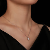 1CT Moissanite Necklace Round Beads Circled Pendant 925 Sterling Silver