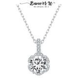 1CT Moissanite Necklace Round Beads Circled Pendant 925 Sterling Silver