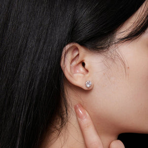 Flower Moissanite Earrings Platinum Heart Studs Lab Diamond Women Gift