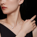 Flower Moissanite Earrings Platinum Heart Studs Lab Diamond Women Gift