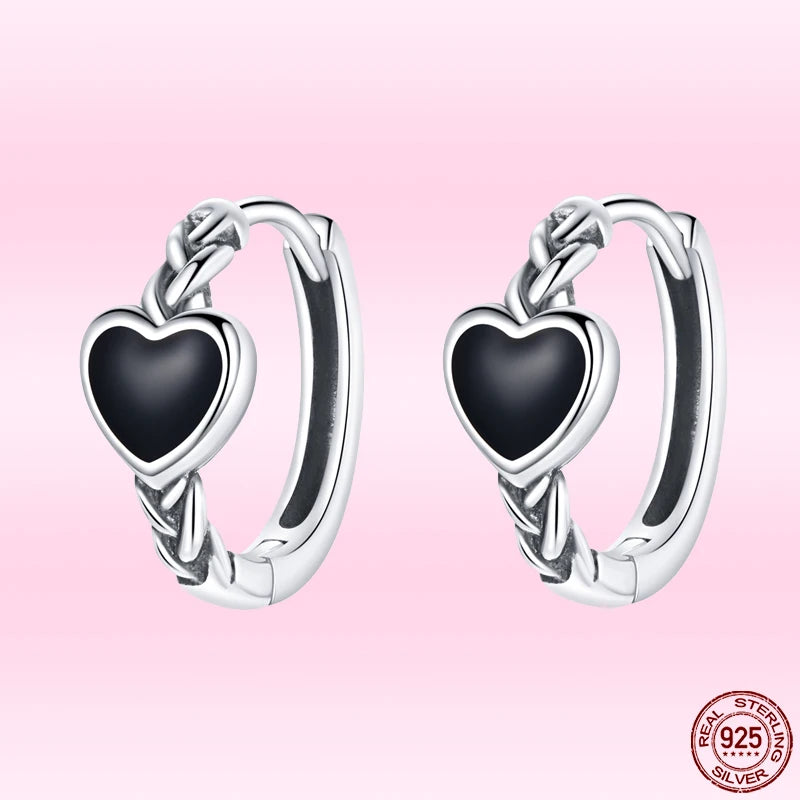 Heart Shape Love Earrings 925 Sterling Silver for Women