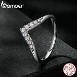 V-shape Moissanite Ring Lab Diamond 925 Sterling Silver Women Engagement Wedding