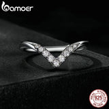 V-shape Moissanite Ring Lab Diamond 925 Sterling Silver Women Engagement Wedding