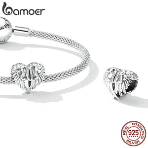 925 Sterling Silver Wings Charms Pendant for DIY Bracelet & Bangle Heart Beads