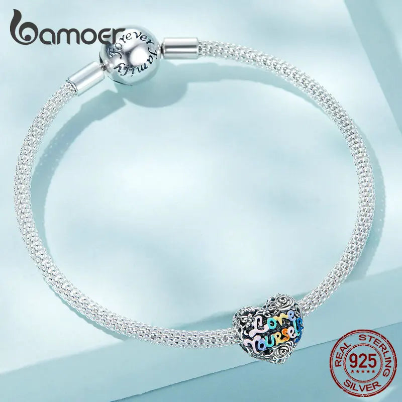 Vintage Love Word Heart Charms 925 Silver Pendant