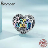 Vintage Love Word Heart Charms 925 Silver Pendant