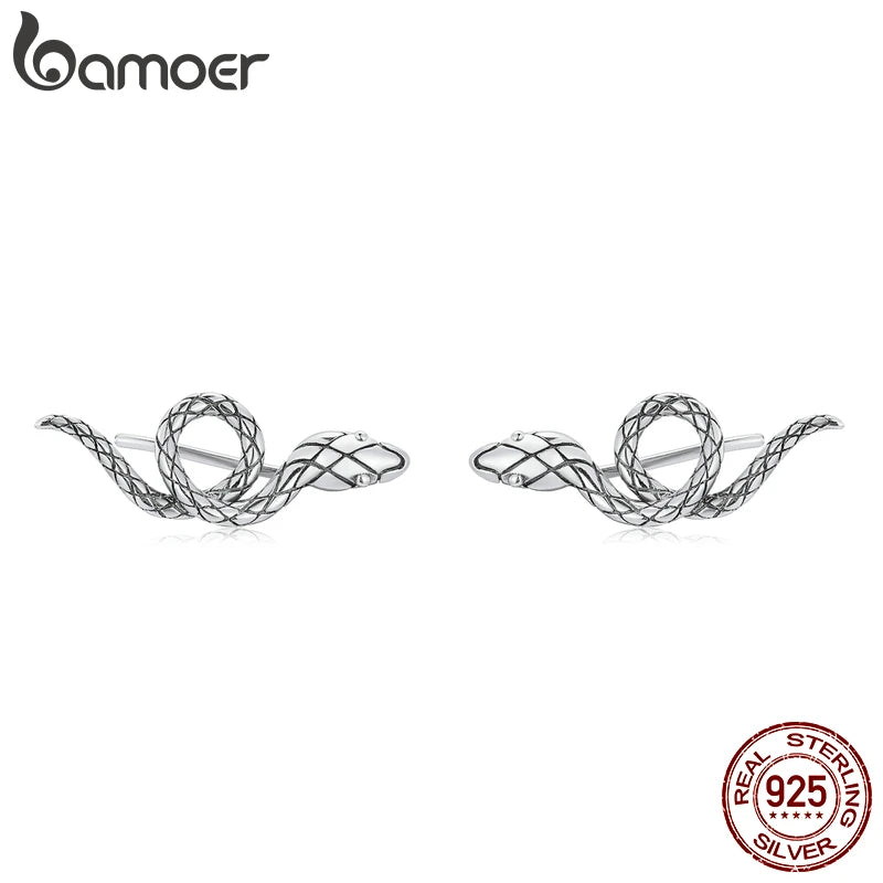 925 Silver Snake Stud Earrings for Women - Fine Jewelry Gift