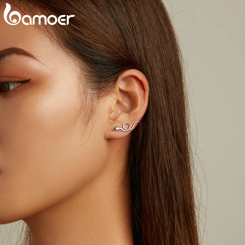 925 Silver Snake Stud Earrings for Women - Fine Jewelry Gift