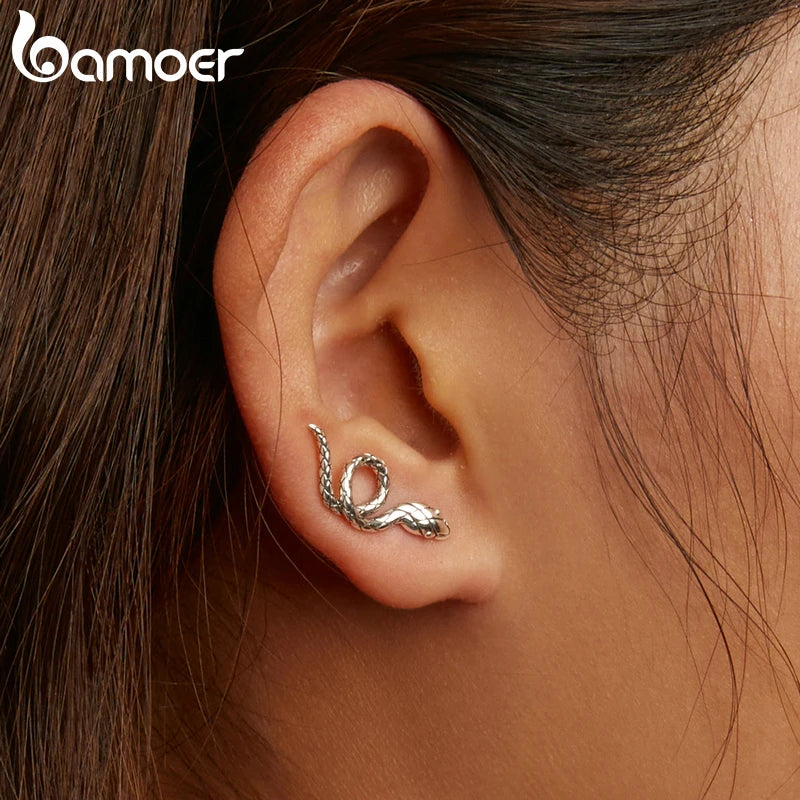 925 Silver Snake Stud Earrings for Women - Fine Jewelry Gift