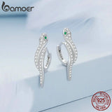 Vintage Snake Ear Buckle 925 Sterling Silver Women Classic Zircon Earrings