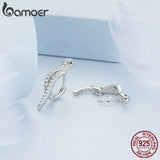 Vintage Snake Ear Buckle 925 Sterling Silver Women Classic Zircon Earrings