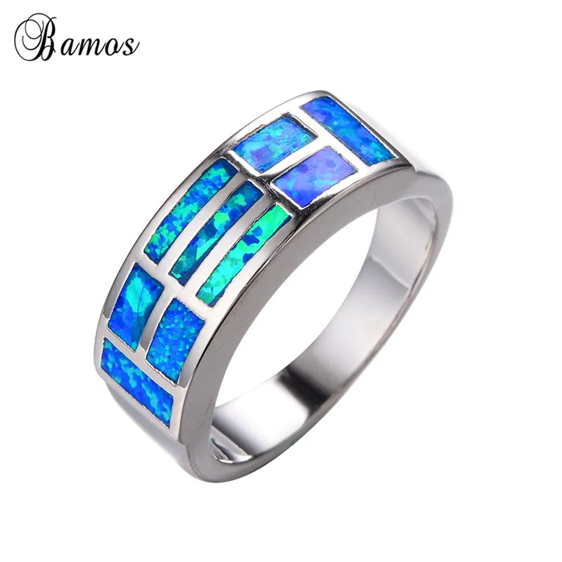 Vintage Fire Opal Ring Silver Jewelry For Women
