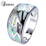 Silver Rainbow Fire Opal Finger Rings Wedding Engagement Promise Ring
