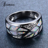Silver Rainbow Fire Opal Finger Rings Wedding Engagement Promise Ring
