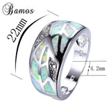 Silver Rainbow Fire Opal Finger Rings Wedding Engagement Promise Ring