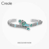 925 Sterling Silver Snake Bangle Bracelet, Bohemia Relief Structure Gift