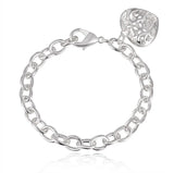 Crystal Charm Sterling Silver Bangle Bracelet