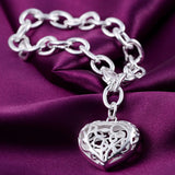 Crystal Charm Sterling Silver Bangle Bracelet