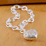 Crystal Charm Sterling Silver Bangle Bracelet