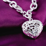 Crystal Charm Sterling Silver Bangle Bracelet
