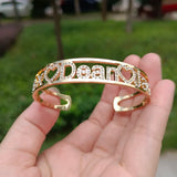 Stainless Steel Bangle Cuff Bracelet Zircon Women's Gift