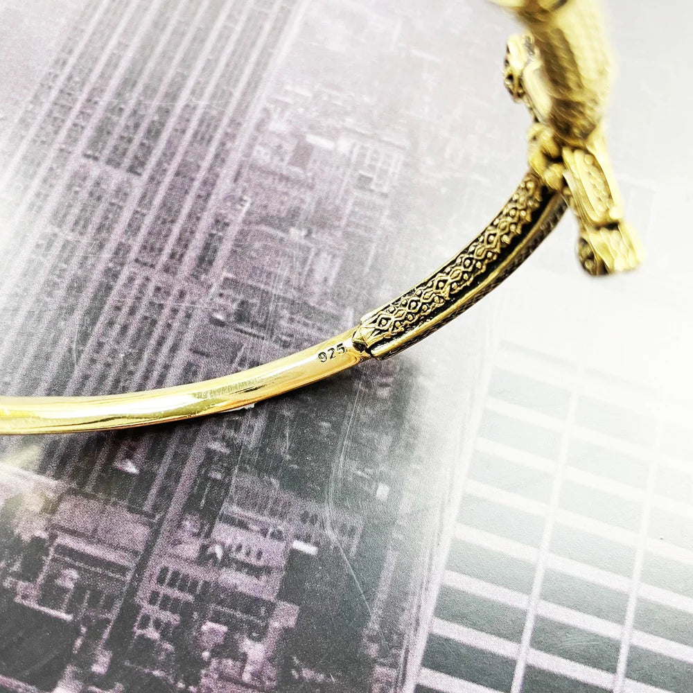 Golden Sword Royal Bangle 925 Sterling Silver Fine Jewelry