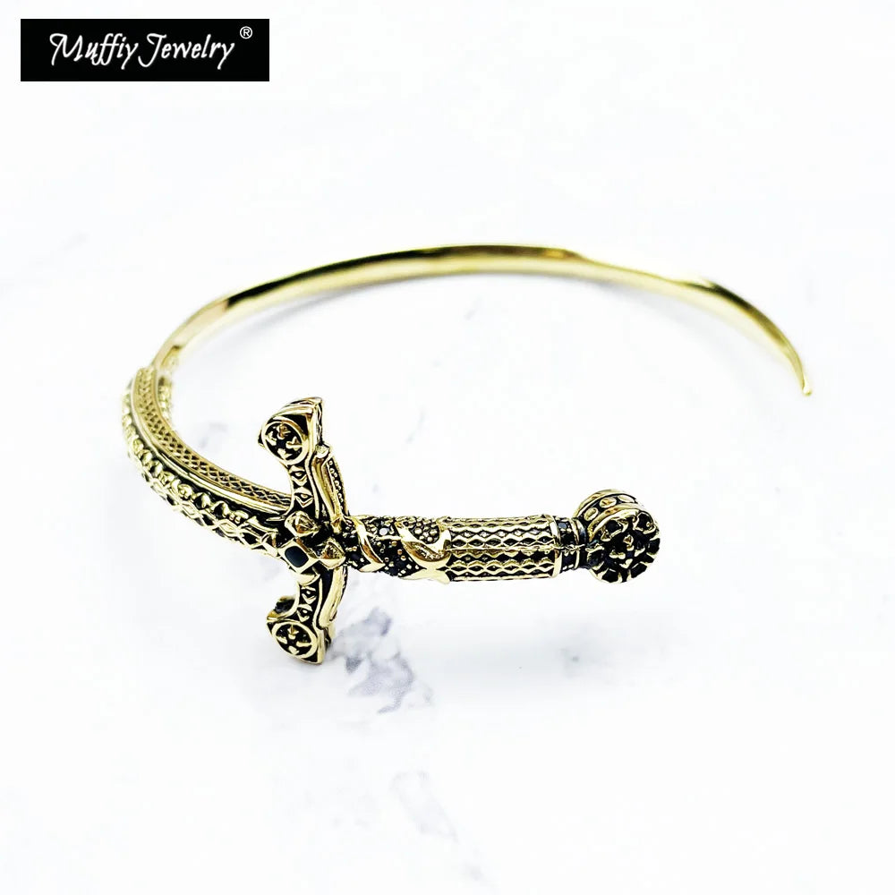 Vintage Royal Sword Bangle 925 Silver Fine Jewelry
