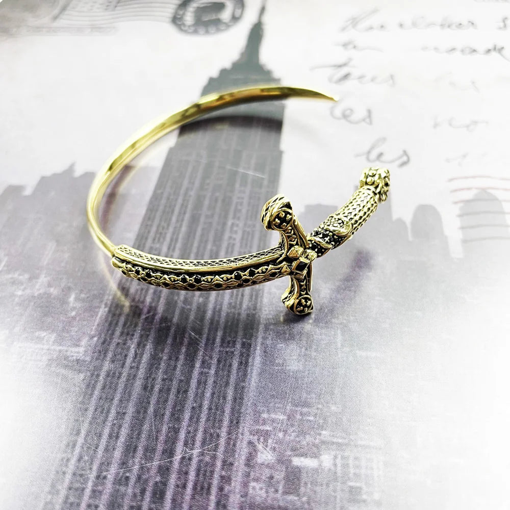 Vintage Royal Sword Bangle 925 Silver Fine Jewelry