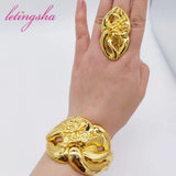 Bangle Jewelry Set Brazil Plated Women Bracelet Necklace Earrings Ring Gift