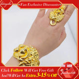 Bangle Jewelry Set Brazil Plated Women Bracelet Necklace Earrings Ring Gift