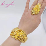 Bangle Jewelry Set Brazil Plated Women Bracelet Necklace Earrings Ring Gift