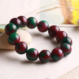 Natural Jade Beaded Bracelet with Ruby Emerald