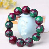 Natural Jade Beaded Bracelet with Ruby Emerald