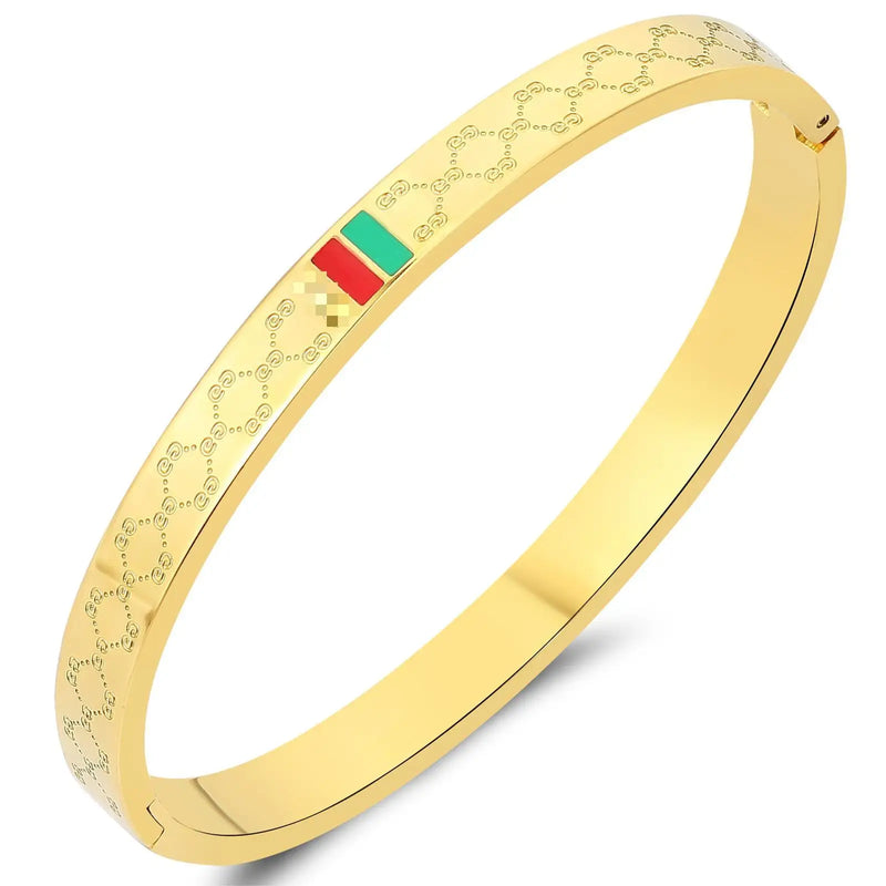 Titanium Steel Bangle Bracelet Snap Opening Style Women Fashionable Jewelry