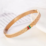 Titanium Steel Bangle Bracelet Snap Opening Style Women Fashionable Jewelry