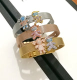 Stainless Steel Bangles Bracelets Zircon Jewelry