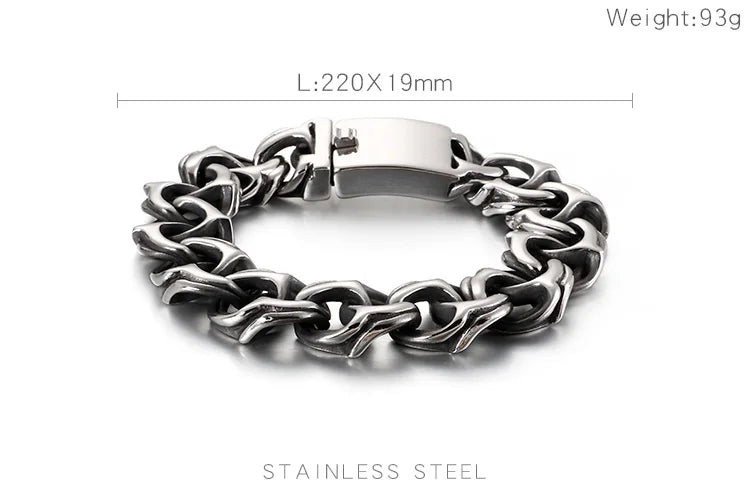 Punk Stainless Steel Skull Bracelet Men Chain Charm Accessories