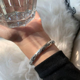 925 Silver Women Bangle Bracelet Twist