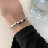 925 Silver Women Bangle Bracelet Twist