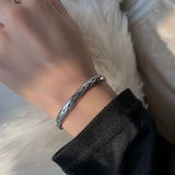 925 Silver Women Bangle Bracelet Twist