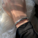 925 Silver Women Bangle Bracelet Twist
