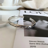 925 Silver Women Bangle Bracelet Twist