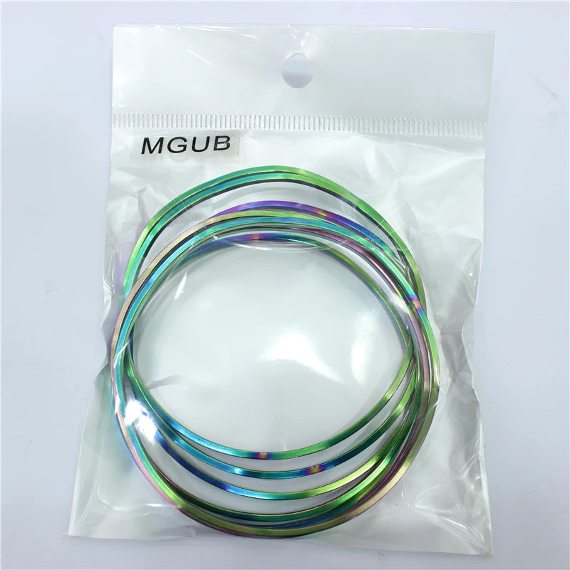 Stainless Steel Bangles Set of 7 Three Colors Minimalist Jewelry