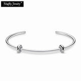 925 Sterling Silver Heart Bangle Bracelet - European Style Gift