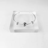 925 Silver Heart Bangle Bracelet Dragons