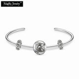 925 Silver Heart Bangle Bracelet Dragons