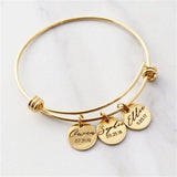 Women's Adjustable Engraved Name Date Heart Bracelet Personalized Gift