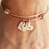 Women's Adjustable Engraved Name Date Heart Bracelet Personalized Gift