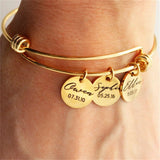 Women's Adjustable Engraved Name Date Heart Bracelet Personalized Gift