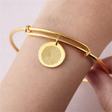 Thumbprint Round Pendant Stainless Steel Jewelry Couple Bracelet